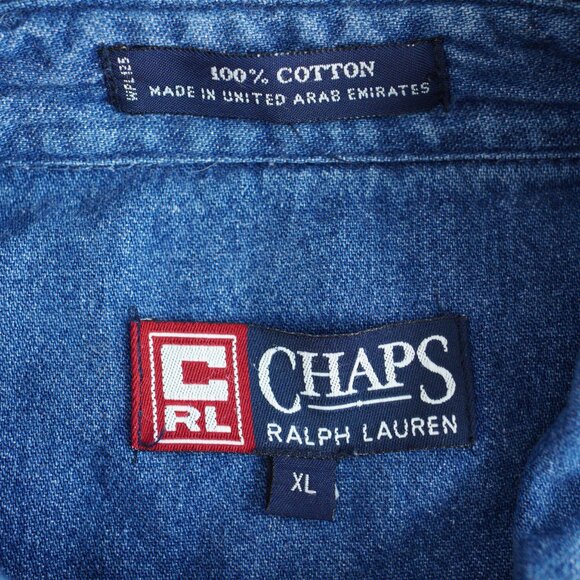 Vintage Chaps Ralph Lauren Denim Button Down Shirt Long Sleeve Mens Size XL - Picture 3 of 14